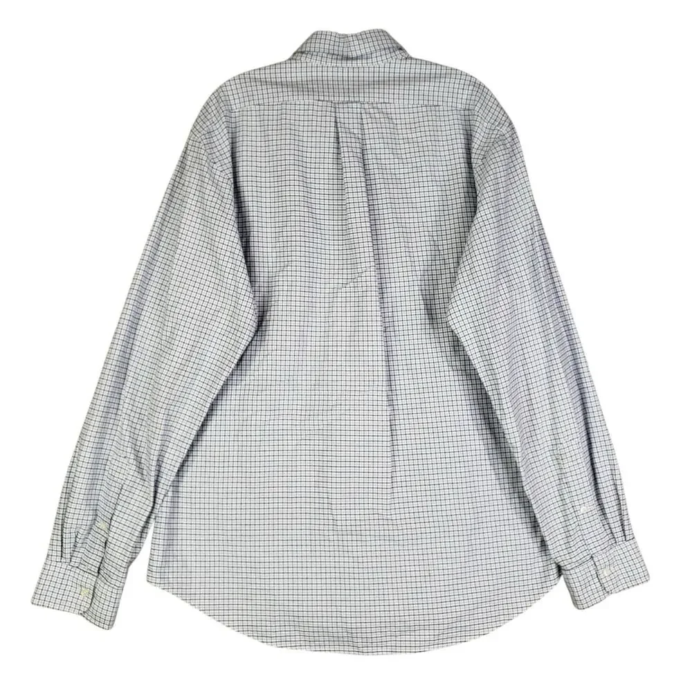 Polo Ralph Lauren Shirt Oxford Button Down Mens Size XL LS White Blue Plaid